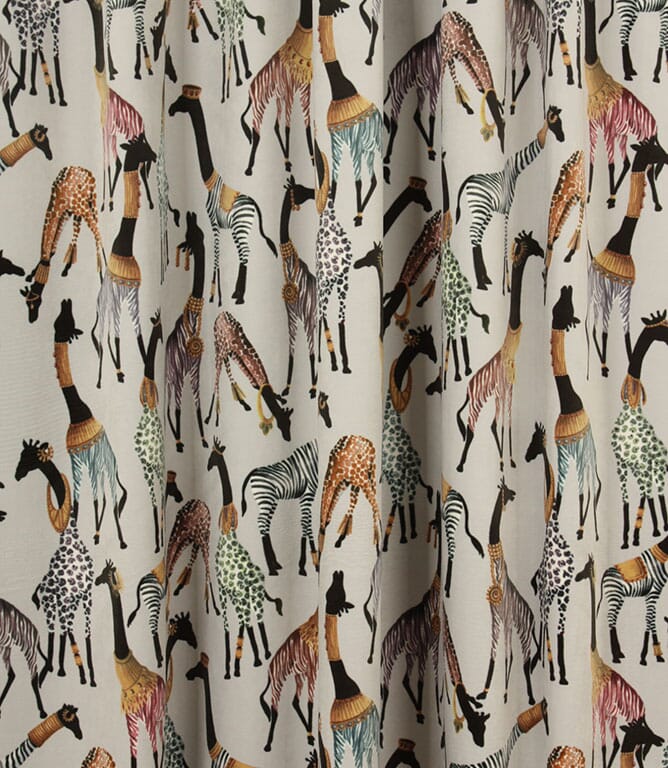 Cheeky Giraffe Velvet Fabric / Stone