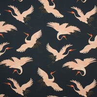 Oriental Birds Fabric / Navy