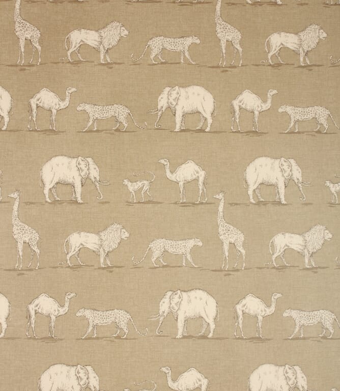 Prairie Animals Matt PVC Fabric / Almond