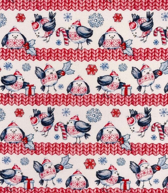 Christmas Birds Fabric / Red