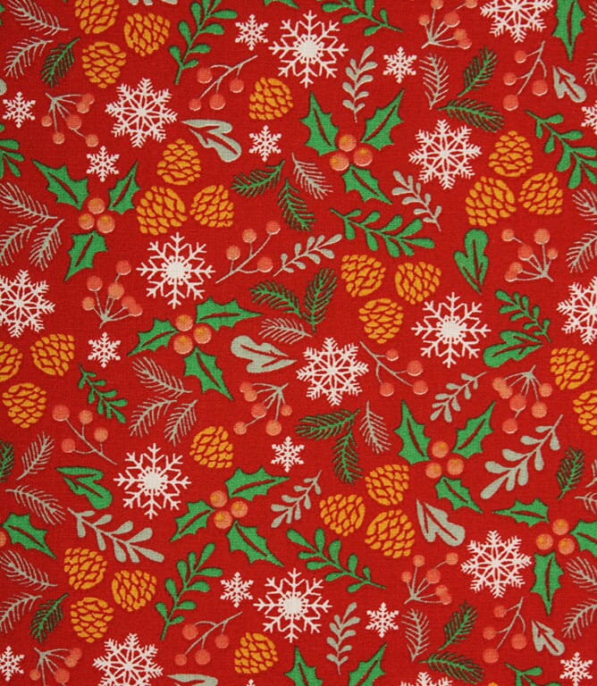 Christmas Foliage Fabric / Rouge