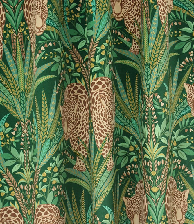 Jungle Jaguar Fabric / Spruce