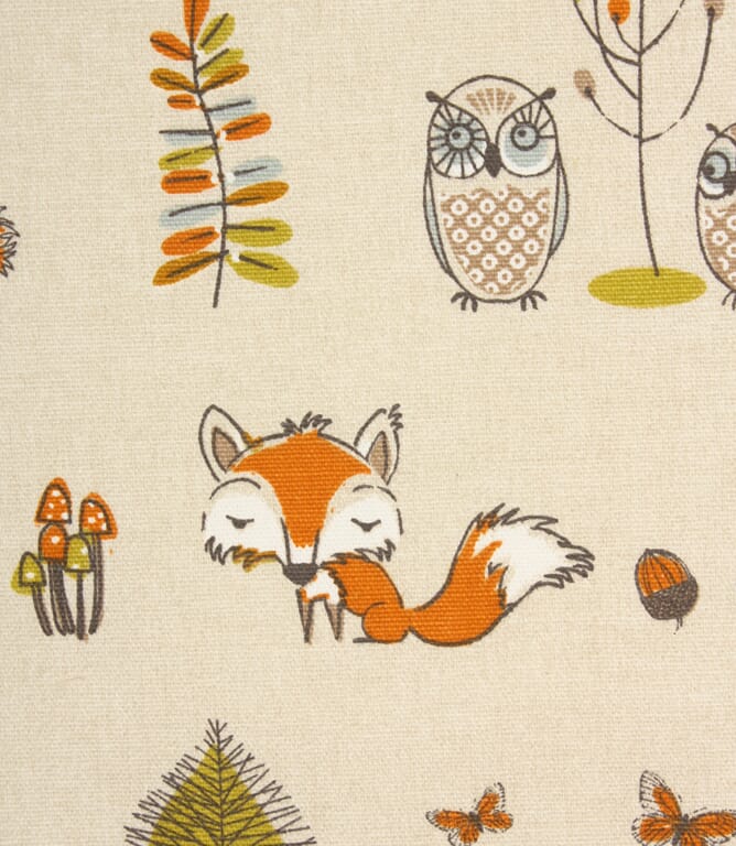 Woodland Fox Fabric / Terracotta