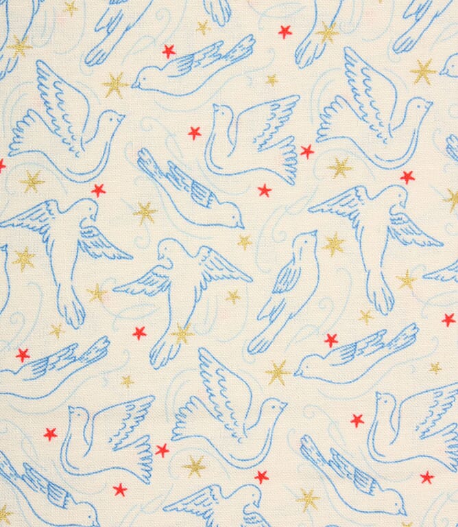 Liberty Dove Star Fabric / White