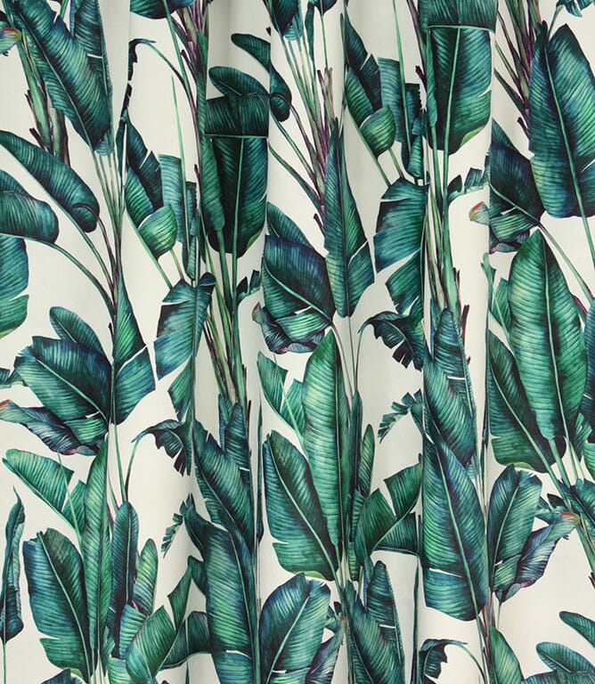 Palm Velvet Fabric / White
