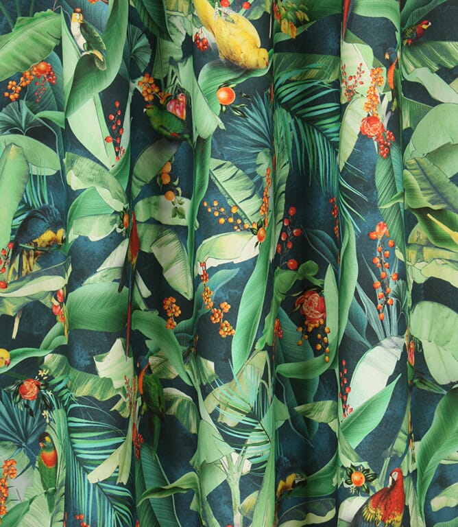 Tropical Parrots  Fabric / Navy