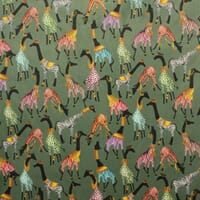 Cheeky Giraffe Velvet Fabric / Grass