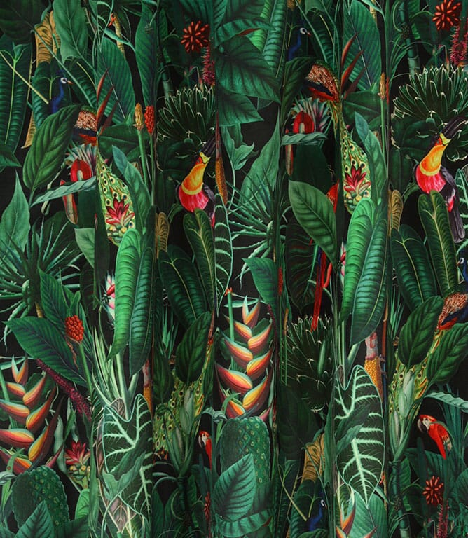 Jungle Velvet Fabric / Black