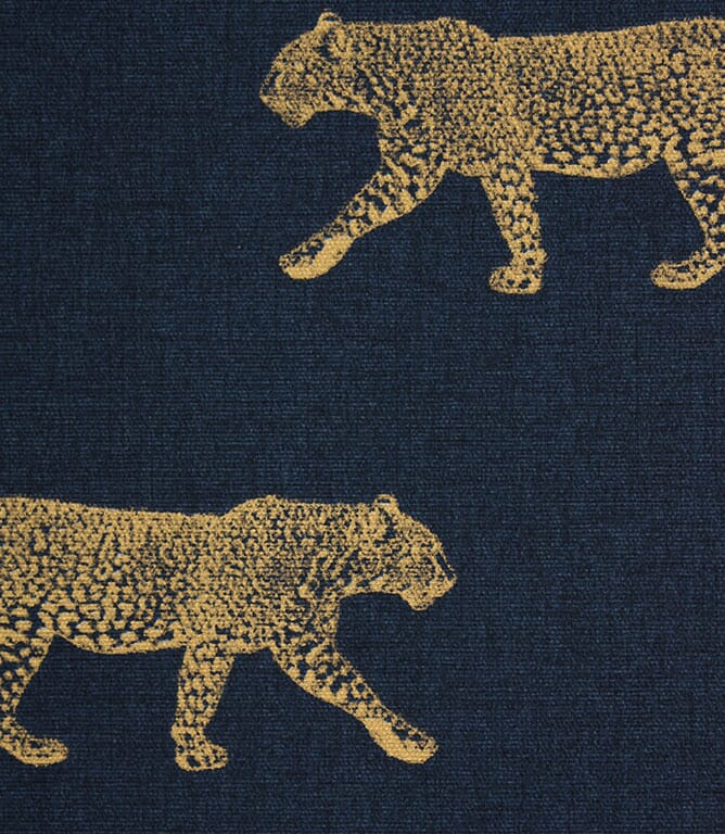 Big Cat Fabric / Indigo / Gold
