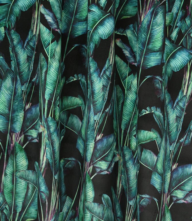 Palm Velvet Fabric / Black
