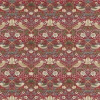 Morris & Co Strawberry Thief Fabric / Crimson / Slate