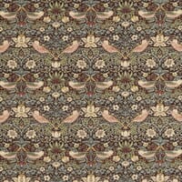 Morris & Co Strawberry Thief Fabric / Chocolate / Slate Morris & Co Strawberry Thief Fabric / Chocolate / Slate