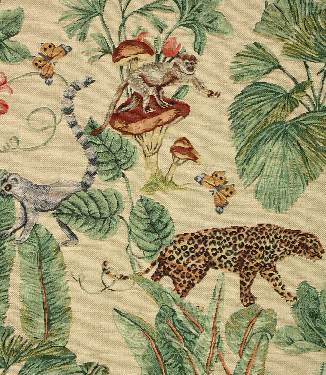 Tropical Forest Tapestry Fabric / Cream