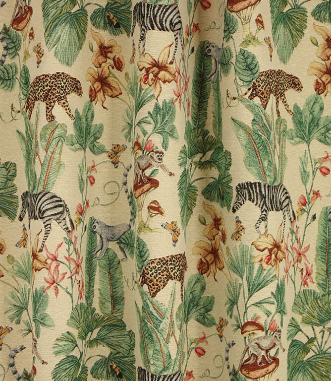 Tropical Forest Tapestry Fabric / Cream