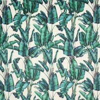 Palm Velvet Fabric / White