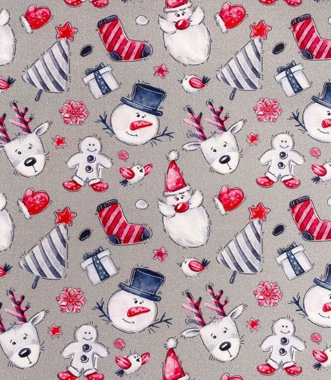 Yuletide Traditions Fabric / Silver