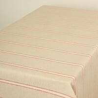 Linen Stripe Acrylic Tablecloth Fabric / Red