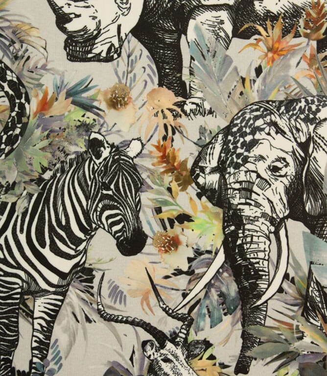 Safari Paradise Velvet Fabric / Stone