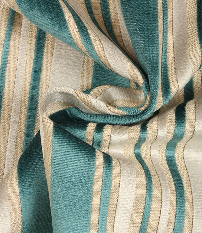 Cloud Velvet Stripe FR Fabric / Teal