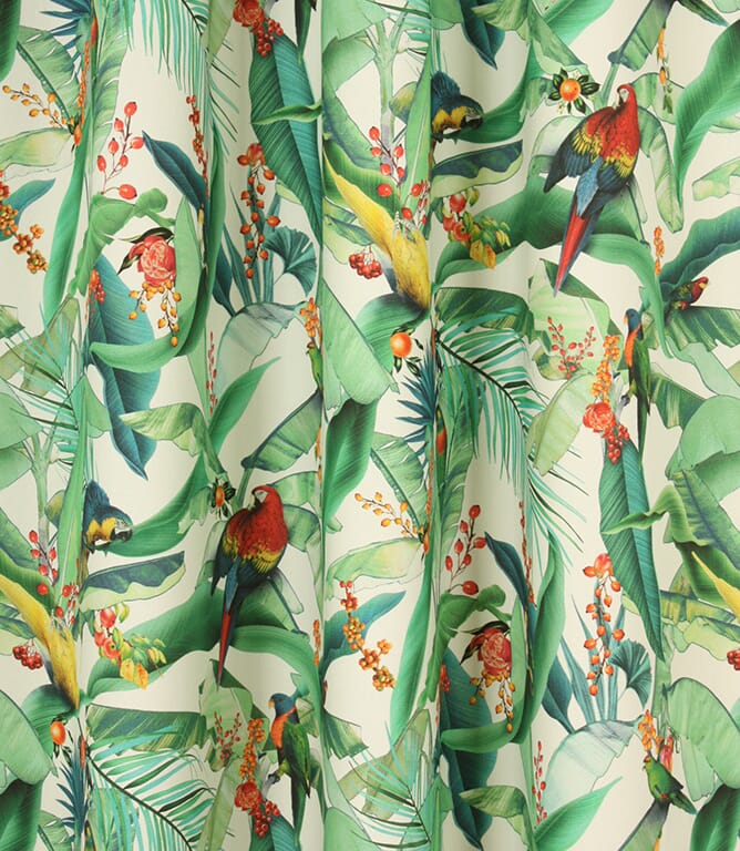 Tropical Parrots  Fabric / Ivory