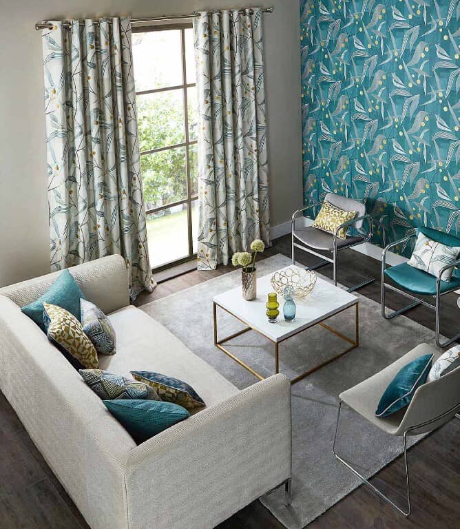 Harlequin Entity Fabric / Emerald / Ochre Just Fabrics