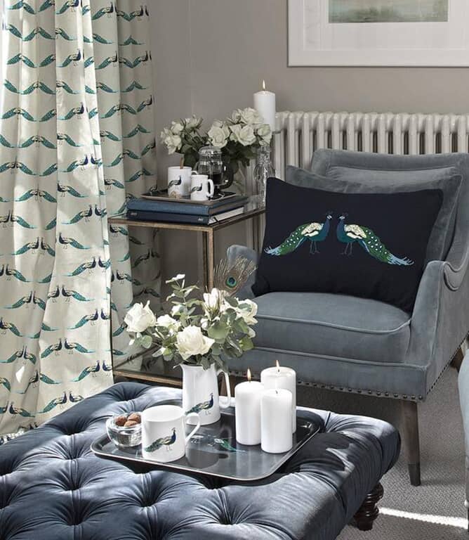 Sophie Allport Peacocks Fabric / Peacock Just Fabrics