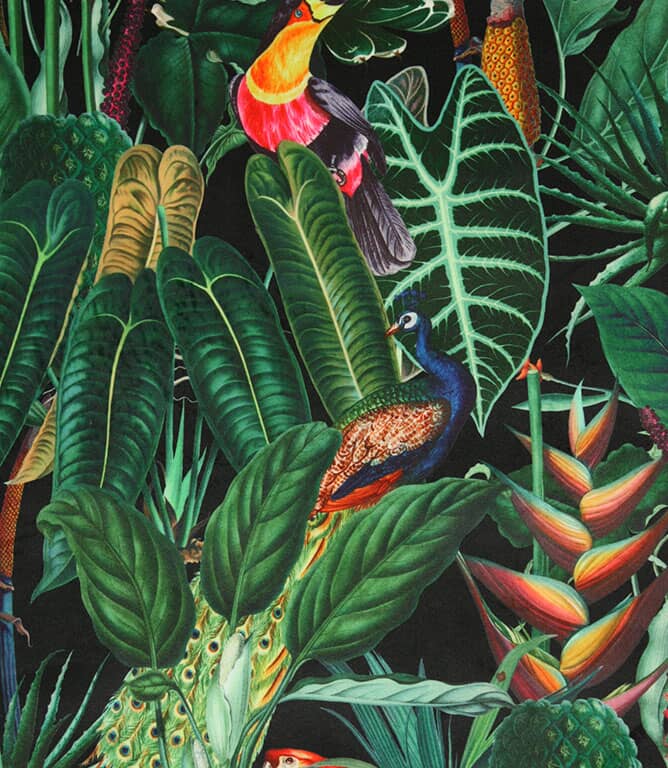 Jungle Velvet Fabric / Black