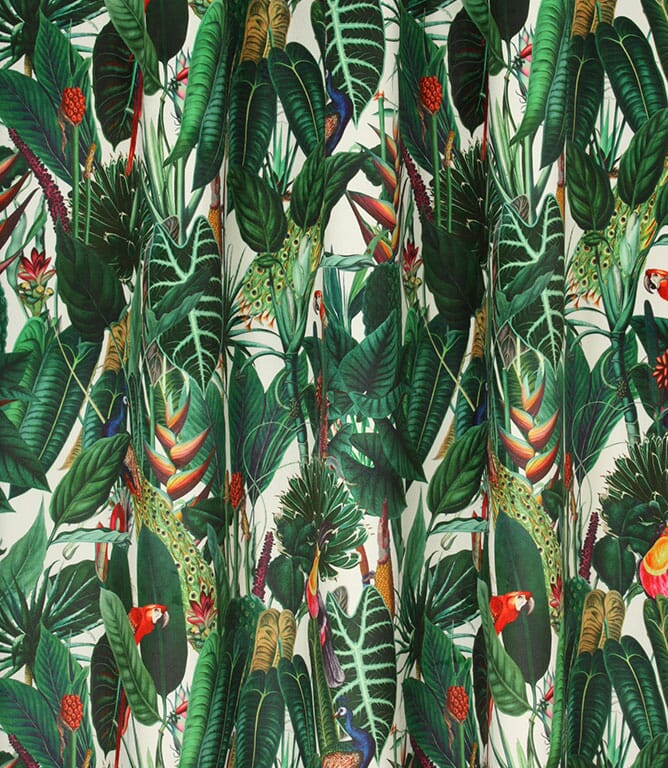 Jungle Velvet Fabric / White
