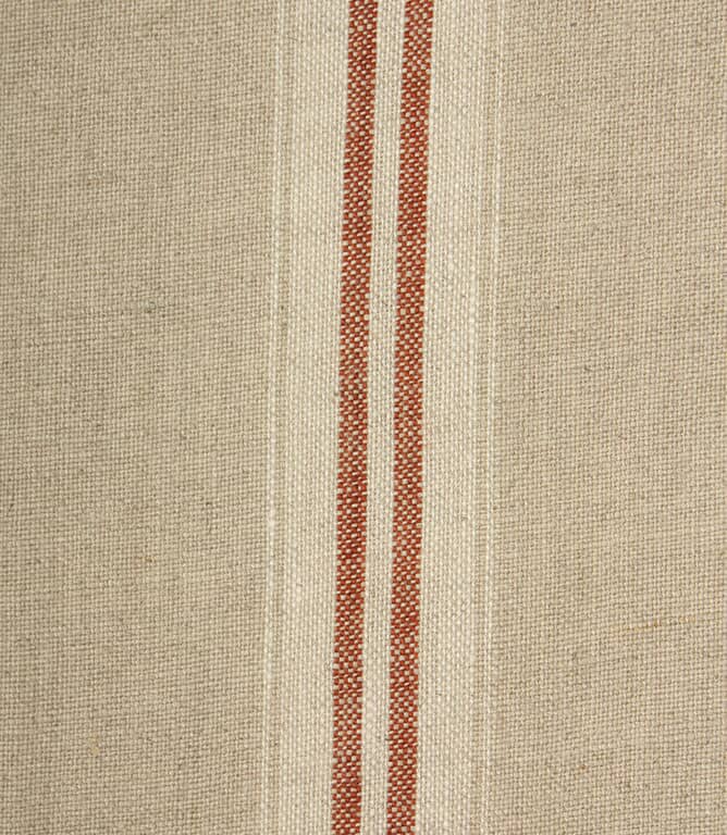 Cotswold Linen Stripe Fabric / Terracotta Just Fabrics