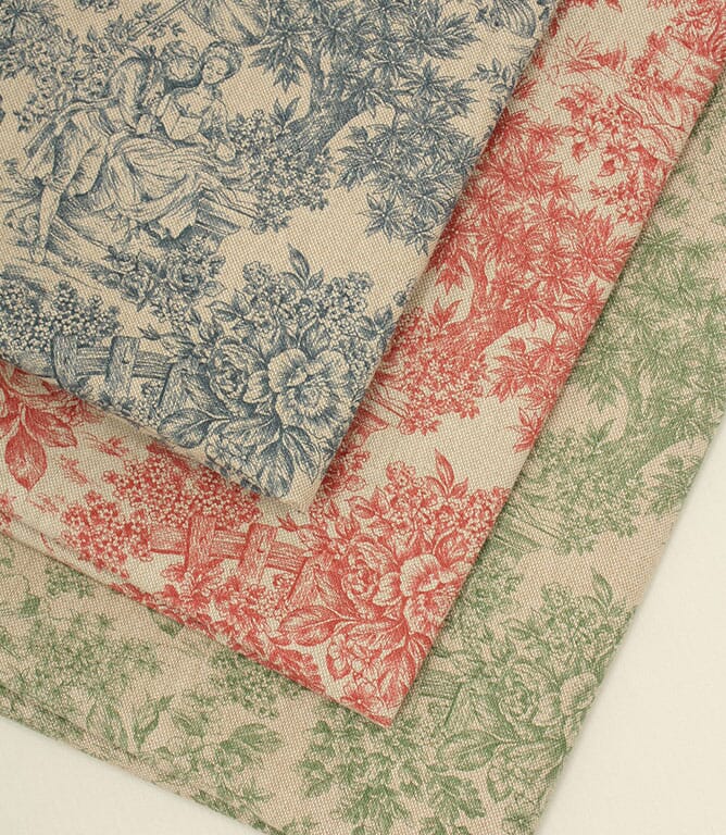 Zen Toile Linen Fabric / Red