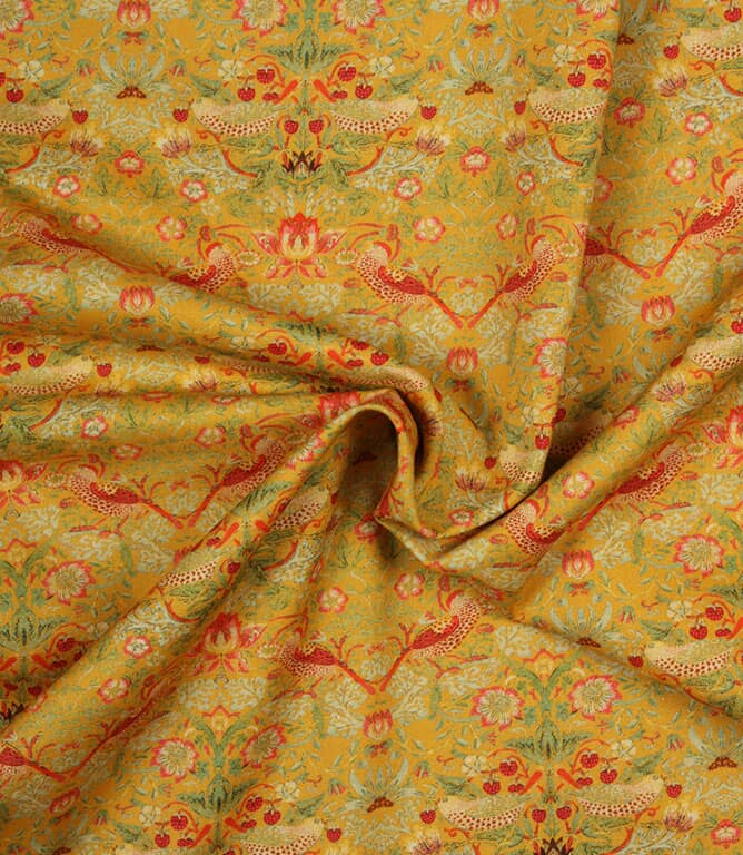 William Morris  Strawberry Thief Minor Fabric / Ochre