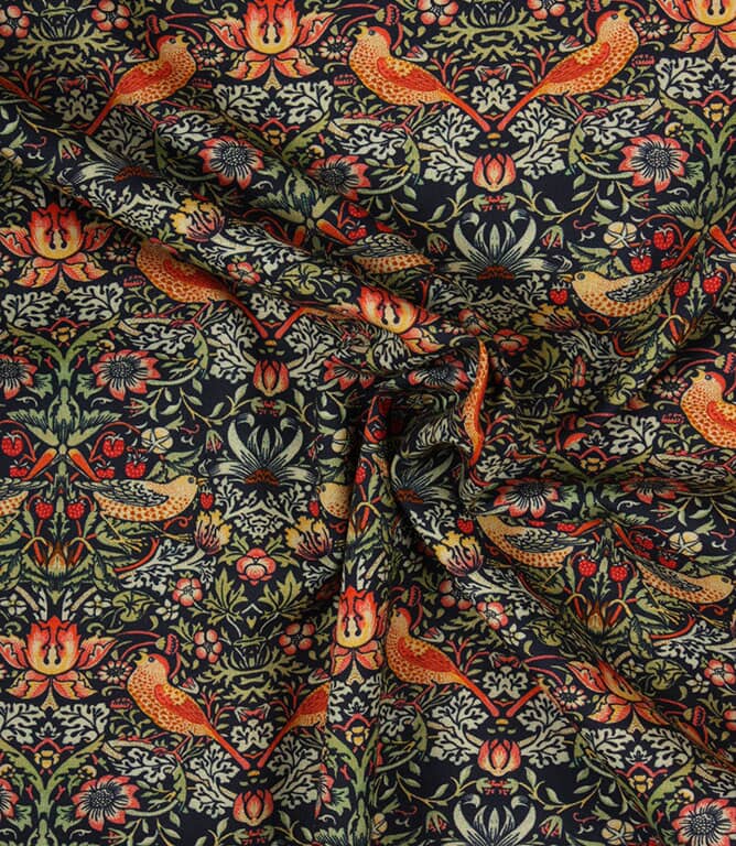 William Morris  Strawberry Thief Minor Fabric / Navy