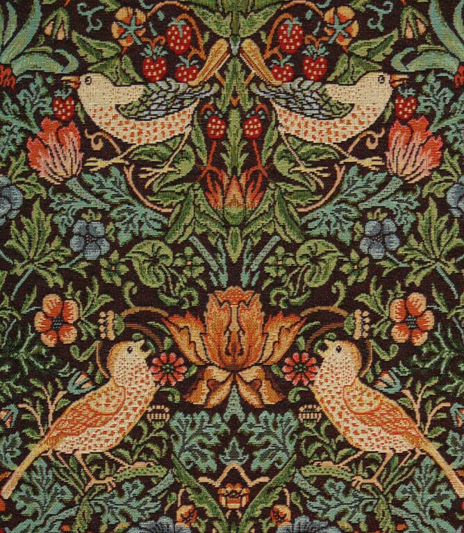William Morris  Strawberry Thief Tapestry Fabric / Black