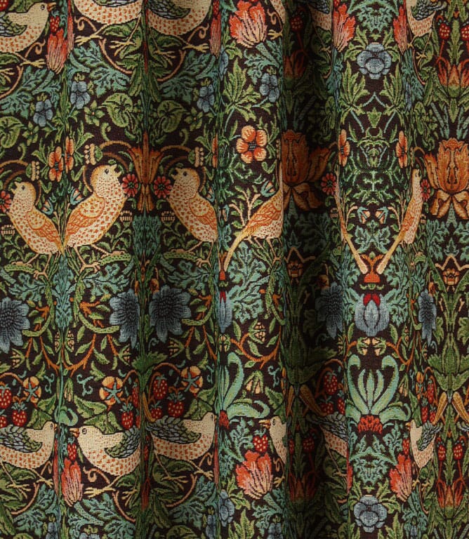 William Morris  Strawberry Thief Tapestry Fabric / Black