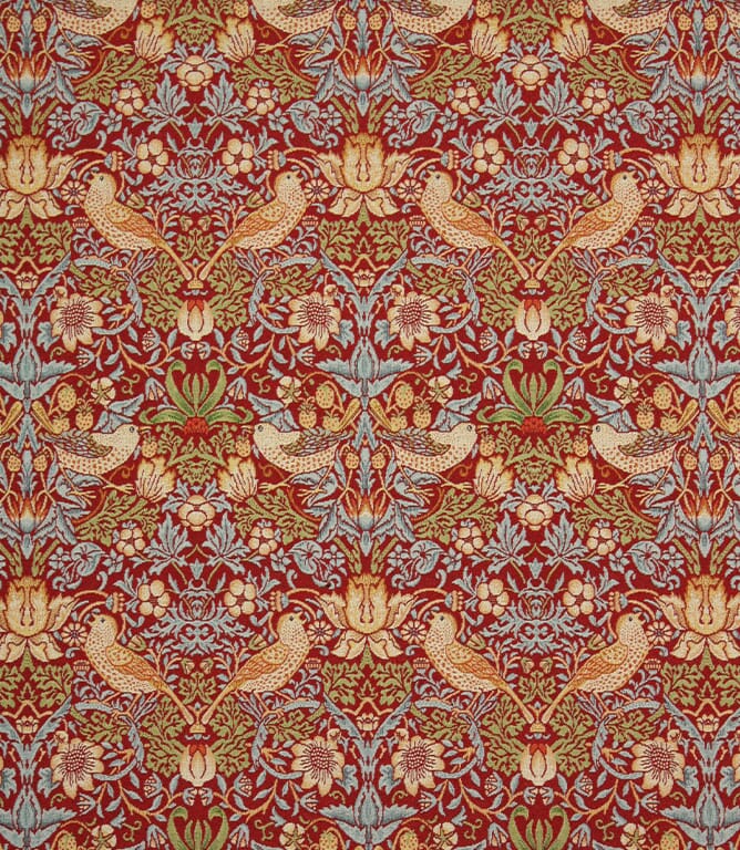 William Morris  Strawberry Thief Tapestry Fabric / Wine