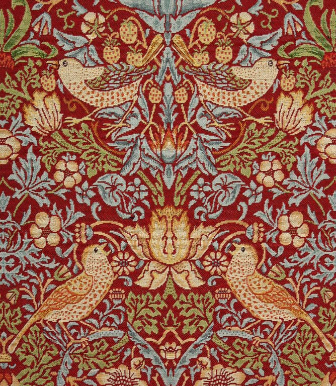William Morris  Strawberry Thief Tapestry Fabric / Wine