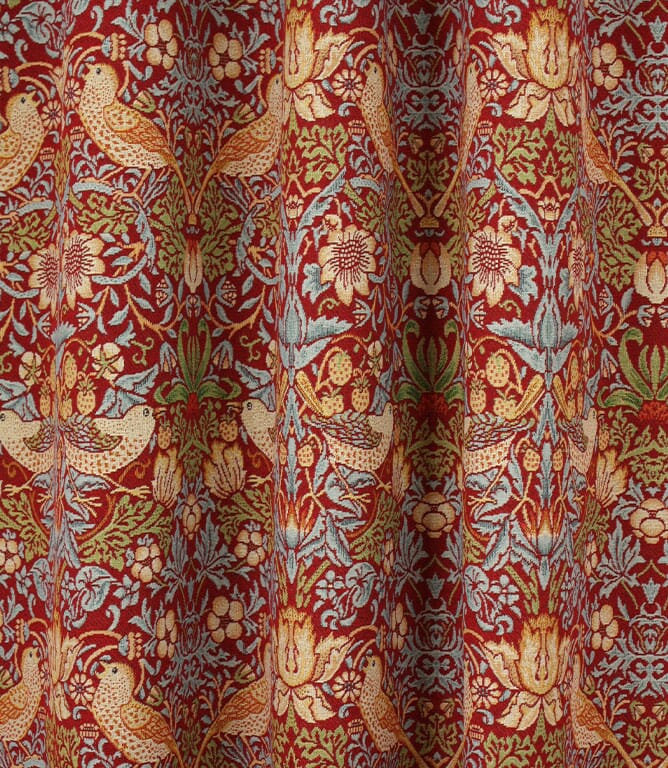 William Morris  Strawberry Thief Tapestry Fabric / Wine