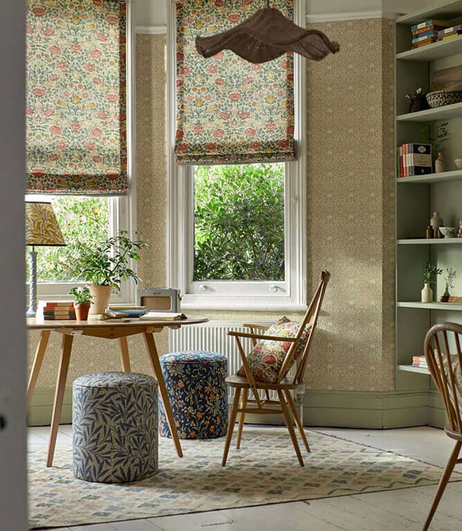 Morris & Co Rose Fabric / Bough's Green / Rose