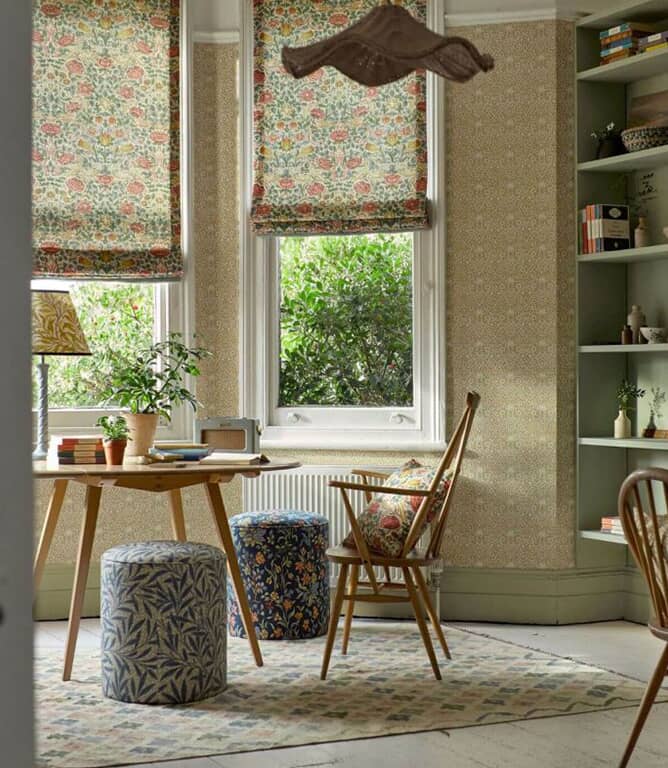 Morris & Co Rose Fabric / Weld / Leaf Green