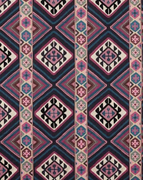 Morris & Co Dorothys Kilim Fabric / Barbed Berry / Indigo Morris & Co Dorothys Kilim Fabric / Barbed Berry / Indigo