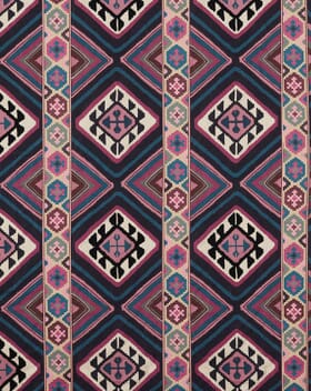 Morris & Co Dorothy's Kilim Fabric / Barbed Berry / Indigo