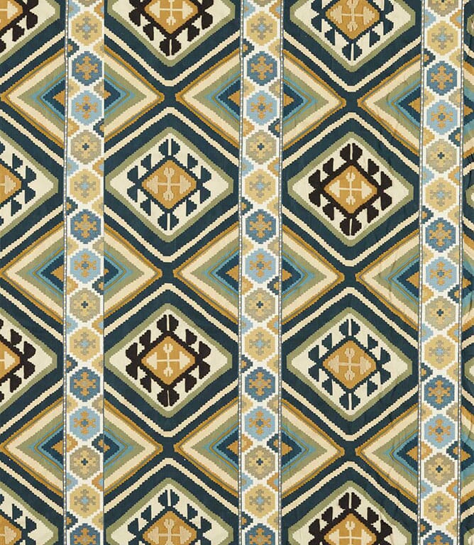 Sunflower / Tump Green Dorothys Kilim Fabric