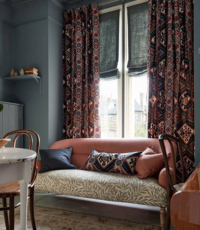 Morris & Co Dorothys Kilim Fabric / Sunflower / Tump Green