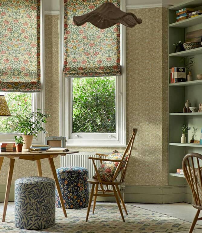 Morris & Co Bower Fabric / Bough's Green / Rose