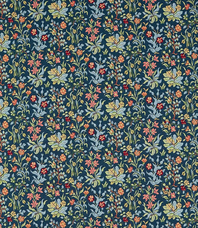 Indigo Flowers By May Fabric
