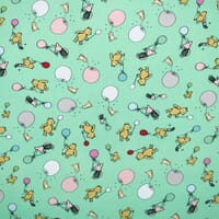 Winnies Party Percale Fabric / Light Mint