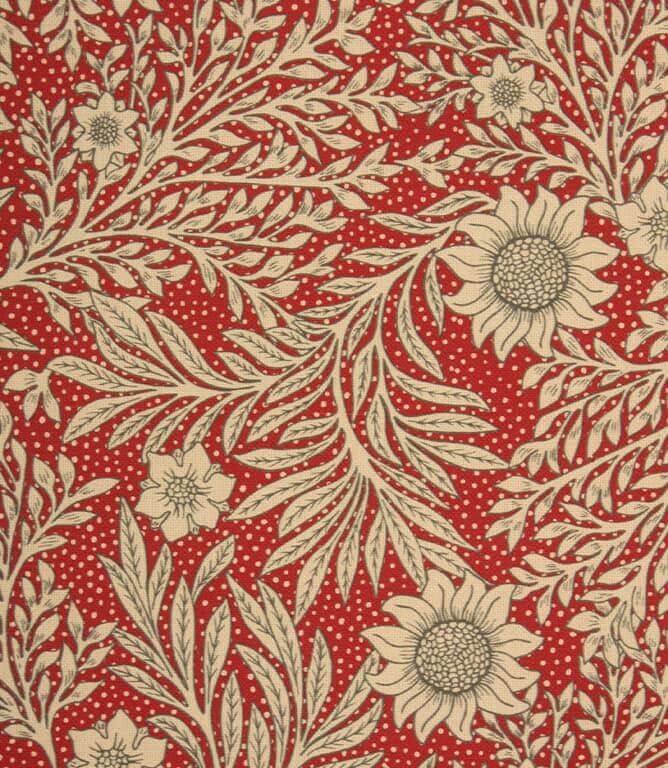 Saltram Floral Acrylic Fabric / Red