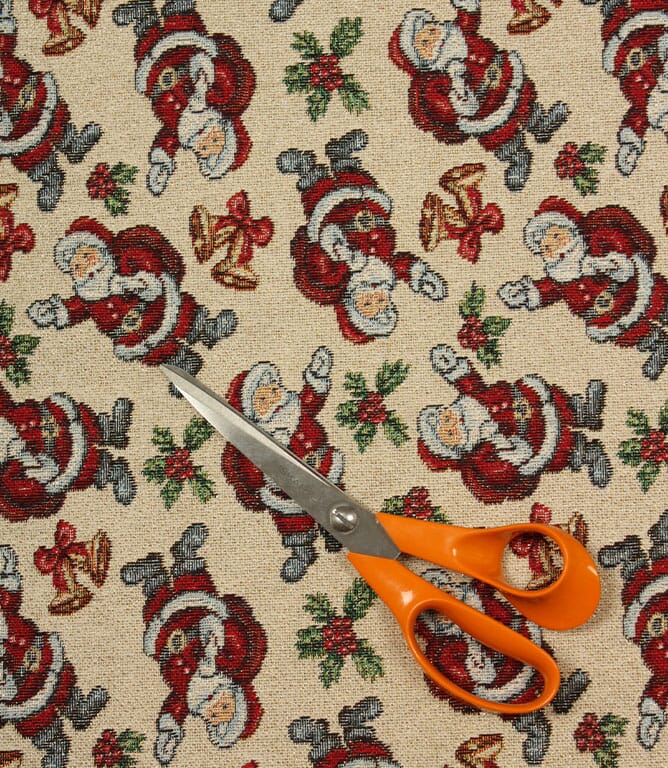Father Christmas Tapestry Fabric / Red