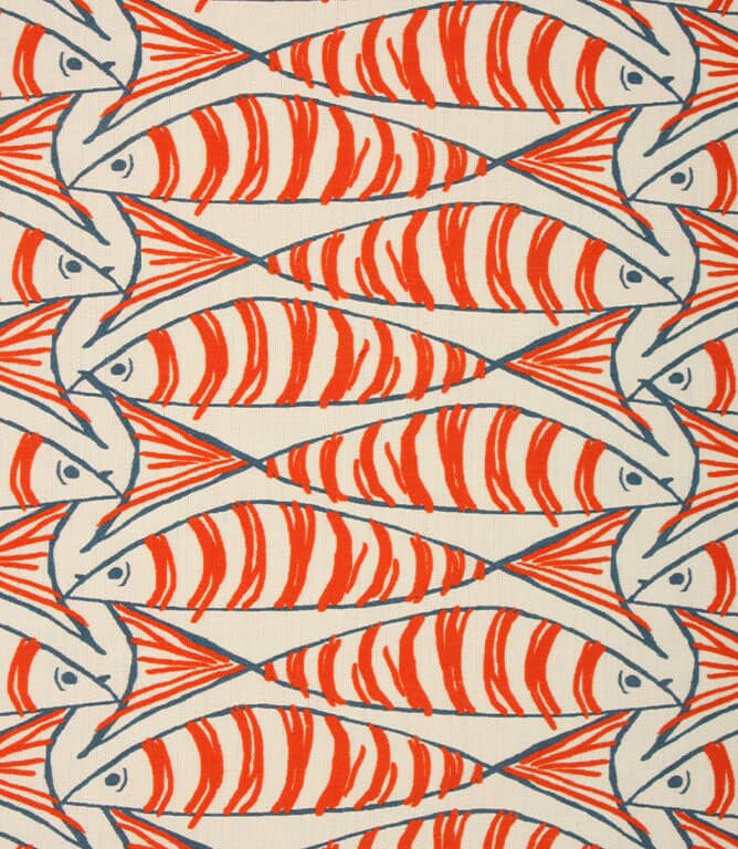 Cornish Sardines Fabric / Orange