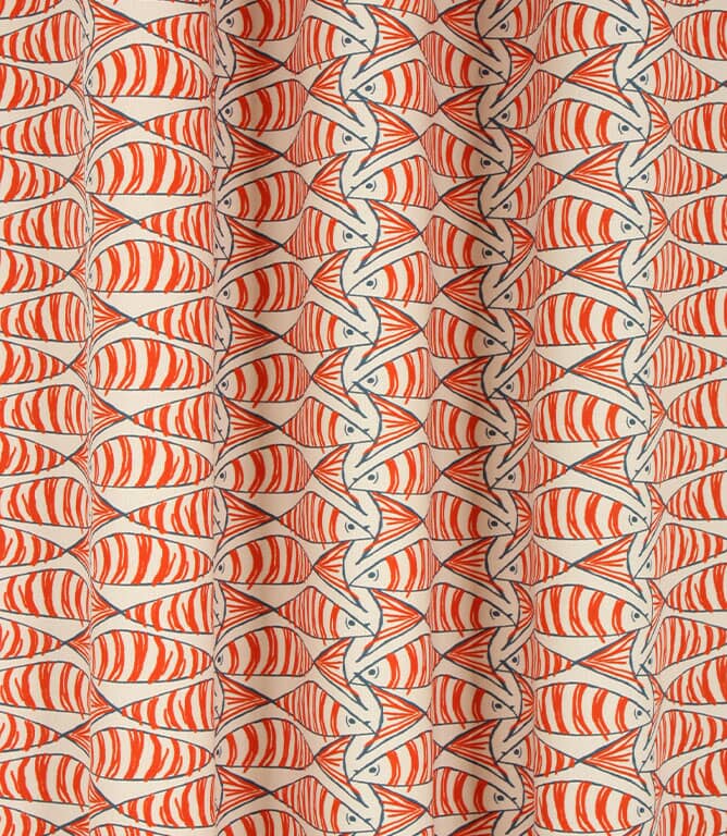 Cornish Sardines Fabric / Orange